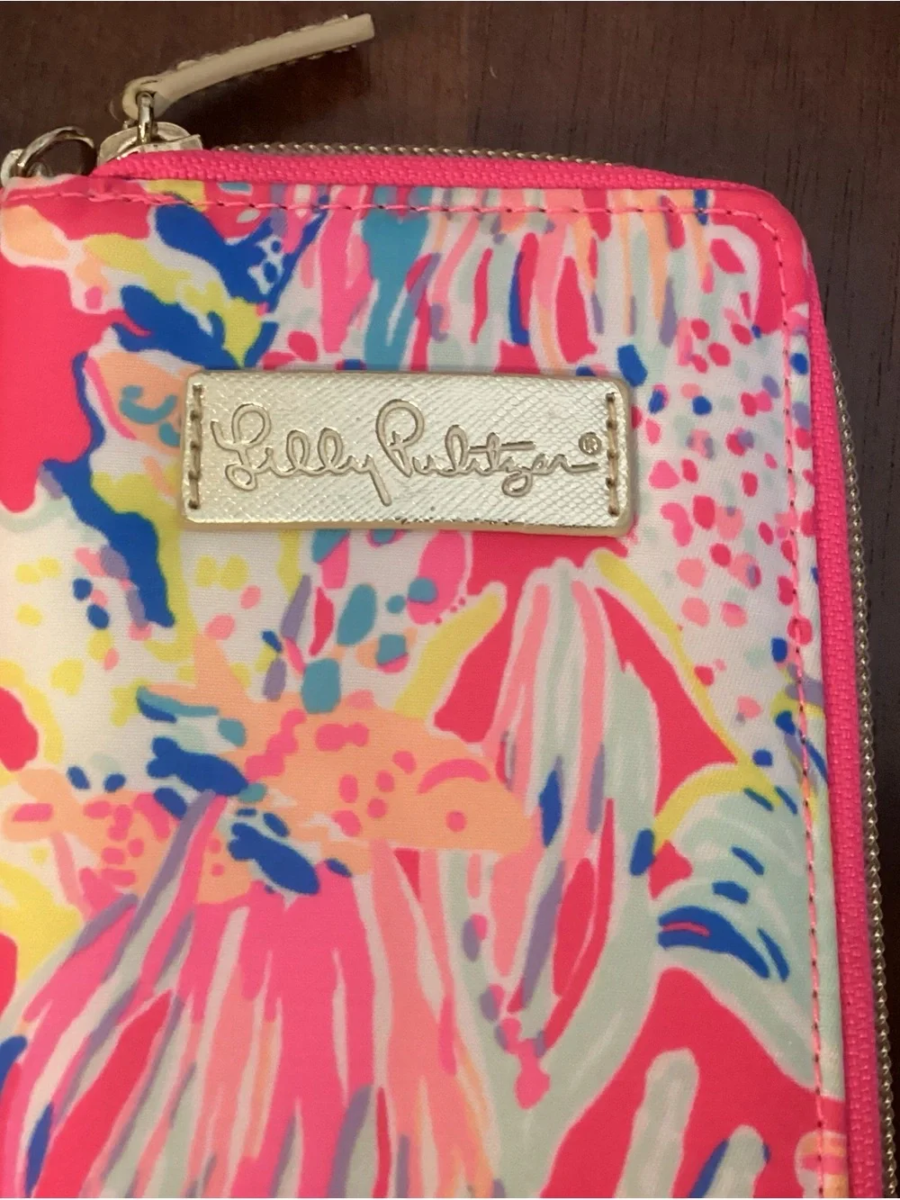 2 Lilly Pulitzer Neon Floral & Abstract Zip Wallet Duo in Pink & Multi